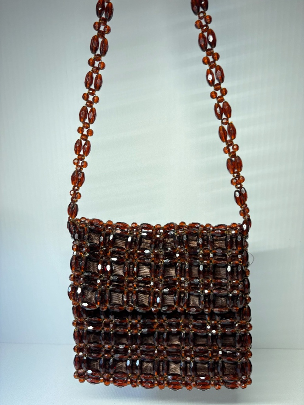Vintage Italian Amber Beaded Clutch Shoulder Bag for Alexander’s Glam Evening